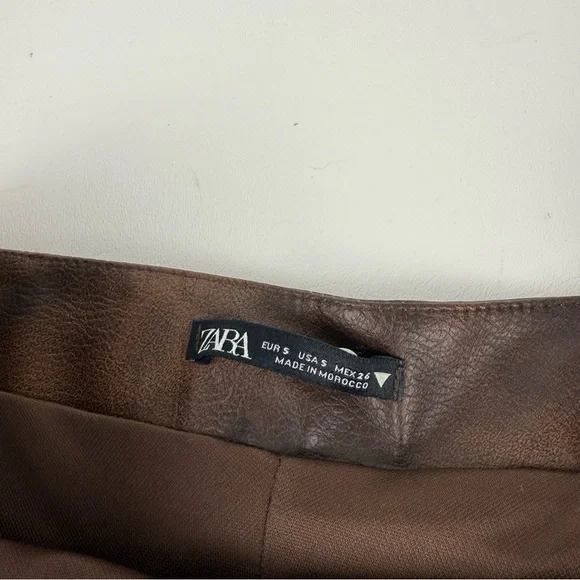 Zara Brown Faux Leather Tube Top - Picture 2 of 4